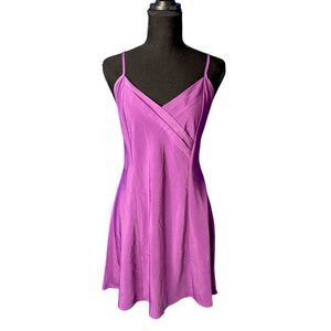Vtg Womens Magenta Spaghetti Strap Mini Dress Sz S Vibrant Vneck Y2K Retro Party